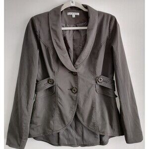 Cabi 769 Womens Charcoal Gray Long Sleeve Peplum Jacket Work It Blazer Size 4